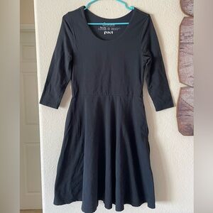 Pact Fit and Flare 3/4 Sleeve Midi Dress Black